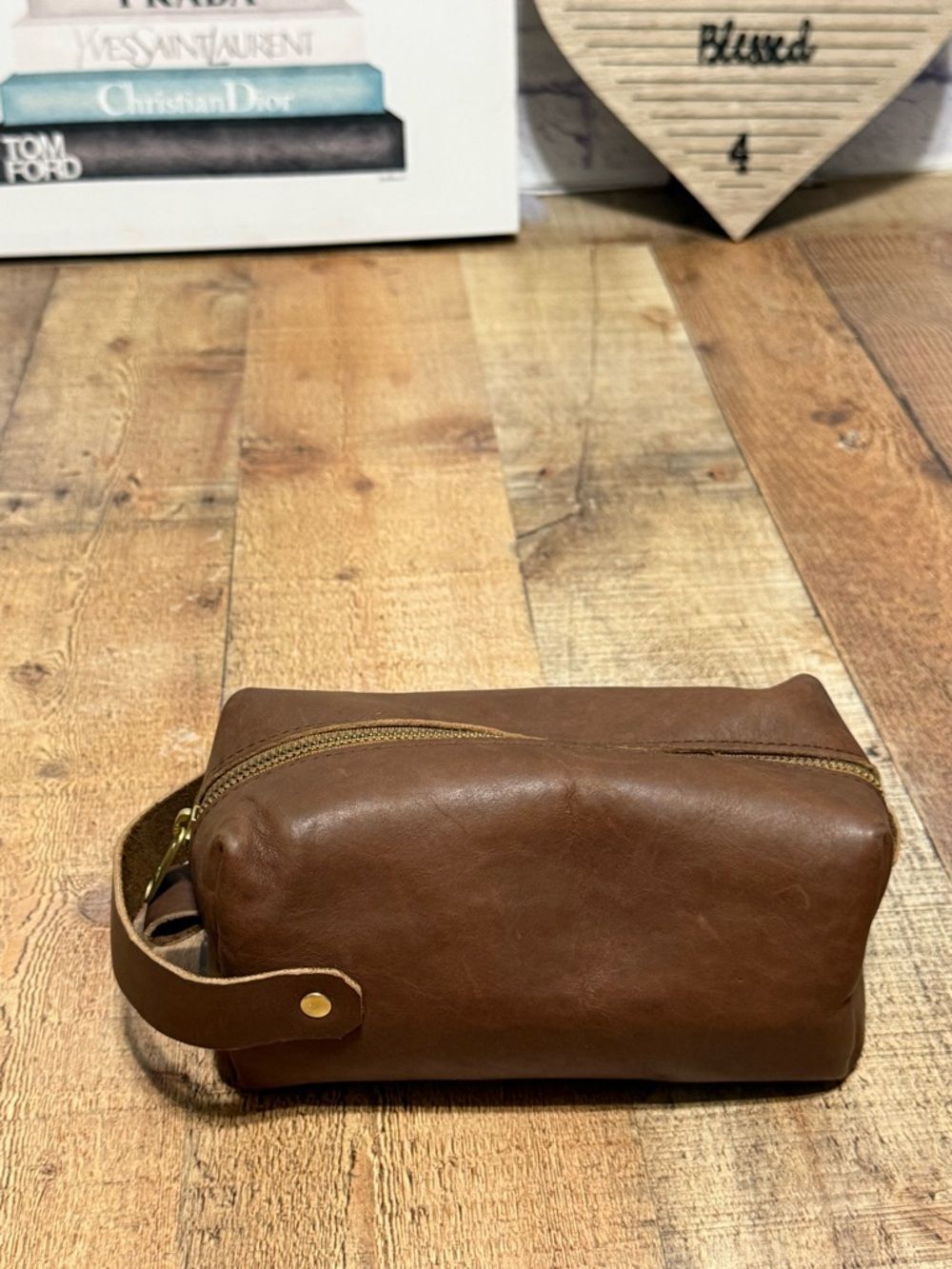 Leather Travel Bag toiletry Dopp kit